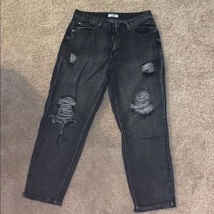 black distressed jeans